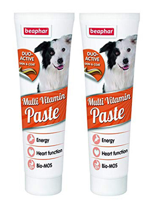 

Generic Beaphar 2-Piece Duo Active Multivitamin Paste Promote Intestinal Flora for Dog, 100g, White