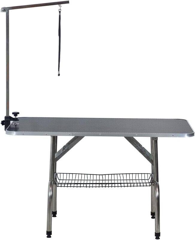 

Majibao Pet grooming table with Heavy Duty, Adjustable height, and Lifting rope, Adjustable grooming table with Mesh tray, Anti-slip Countertop, and Rubber fo