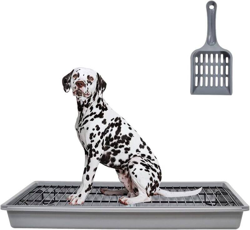 

MAJIBAO Dog toilet potty training for large dogs, Indoor and outdoor dog training tray with litter scoop and stainless steel grid rack, Detachable and easy to