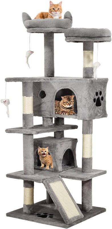 

MAJIBAO Cat tree tower for Indoor cats, Multi-level cat tree activity center with Plush perches, Interactive cat toys, Sisal scratching post, Double condos, a