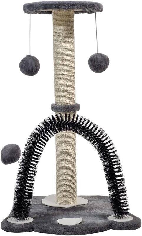 

MAJIBAO Cat scratching post with arch self groomer massager brush and kitty ball toys for kittens and small cats, Fully wrapped sisal scratching post for indo