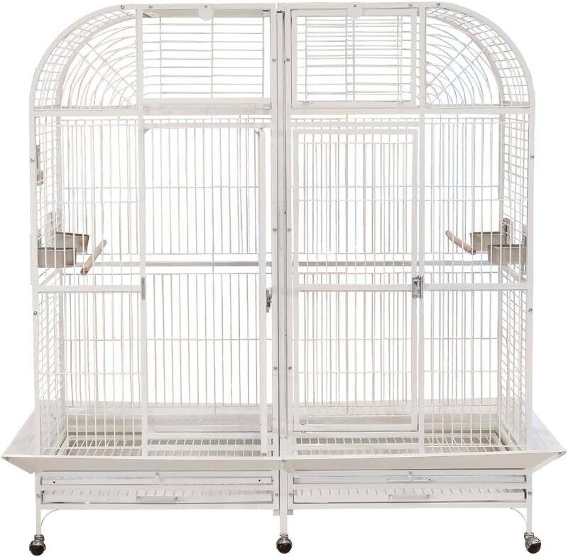 

Majibao Extra large bird cage with Partition, Two fold-down platforms, Multiple access doors, and Feeding bowls, Indoor bird cage with Tray,Perches, and Idea