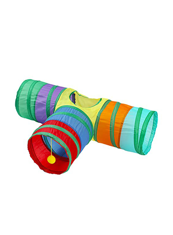 Rattle Paper Three Channel Tunnel Smart Cat Toy, Multicolour