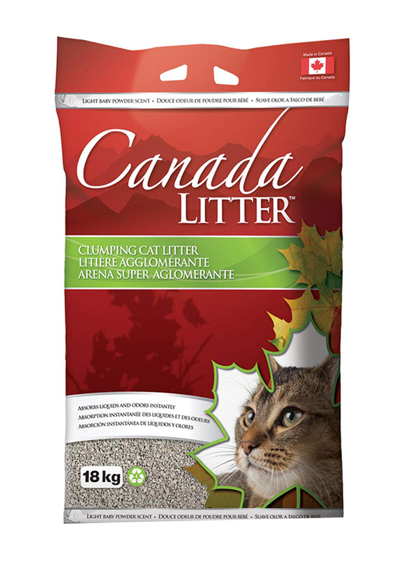 بودرة أطفال كندا تتكتل لفضلات القطط لاستخدام المرحاض ، 18 كجم ، رمادي