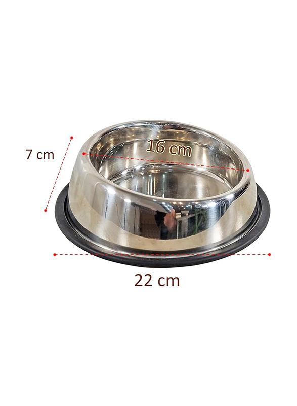 Majibao 16cm Stainless Steel Round Shaped Sloppy Cut Food Bowls for Dogs, Silver