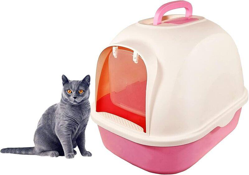 

MAJIBAO Large Cat Toilet, Cat Litter Box with Plastic Scoop, Easy Clean, Fully Enclosed, No Smell, For Indoor & Outdoor, Jumbo Kitty Litter Box, Lid on Entran