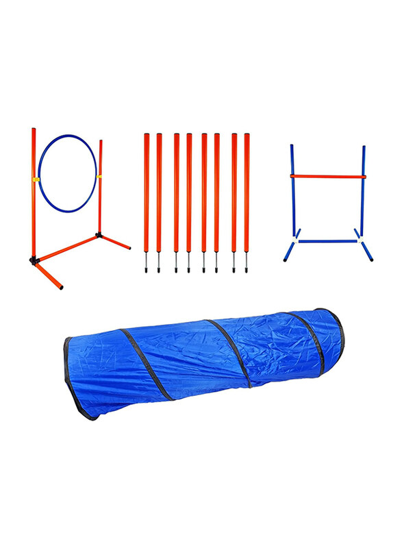 

Majibao Agility Course Kit Weave Poles & Dog Tunnel, 8 Pieces, Red/Blue