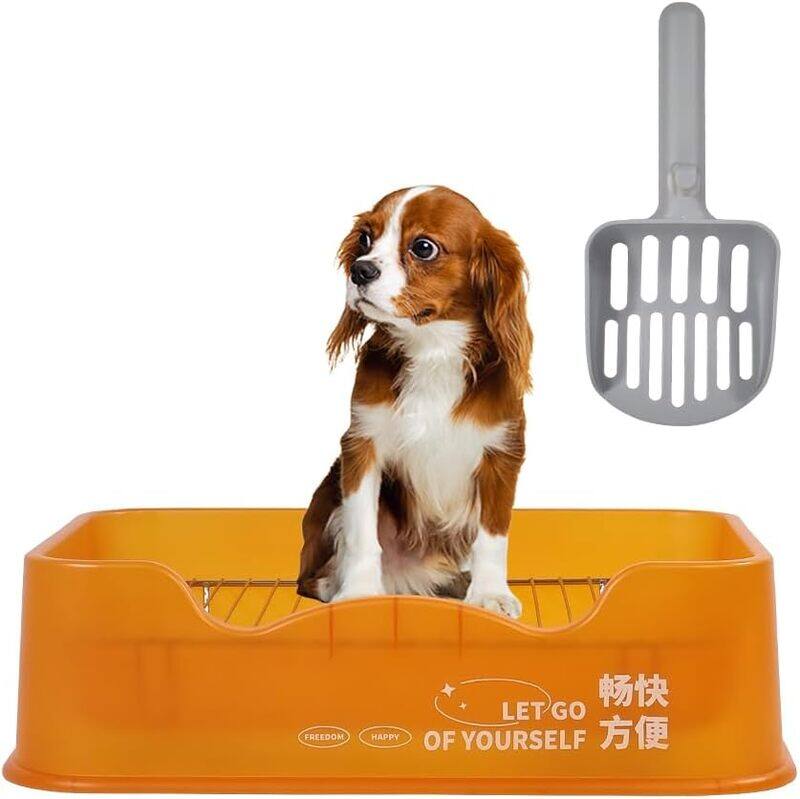 

MAJIBAO Dog Pee Training Toilet With Litter Scoop , Indoor & Outdoor Dog Potty Pee Tray Keep Paws and Floors Clean , Stainless Steel Mesh Rack (Orange Color)