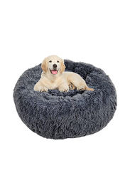 Majibao Round Cushioned Plush and Soft Ventilated Dog Bed, Grey