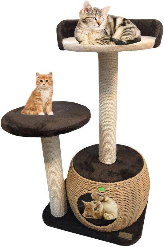 

MAJIBAO Cat Tree Tower Cat Tree House Cat Tree Condo Furniture Scratch Post for Kittens Pet House Play Wood Rattan Pet Supplies 48X40X H86 CM