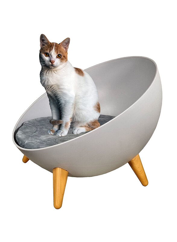 

Majibao Hard Plastic Round Cat Bed, Grey