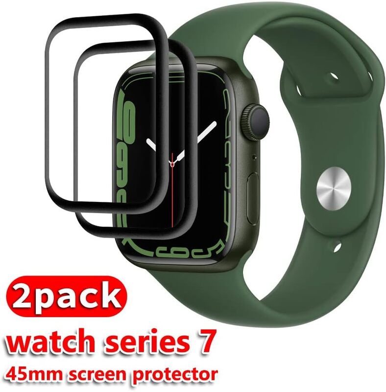 MARGOUN 2 Pack for Apple Watch 7 Screen Protector 45MM Series 7 Screen Protector, Anti-Scratch Resistant Full Coverage Bubble-Free Screen (2)
