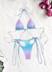 MARGOUN Large Women's Swimwear String Tringle Bikinis Women Tassel Swimsuit Female Bathers Bathing Suit Swimming Beachwear Purple Blue /L (Bust 78/Waist 70-74/Hip 84-86)/M3037