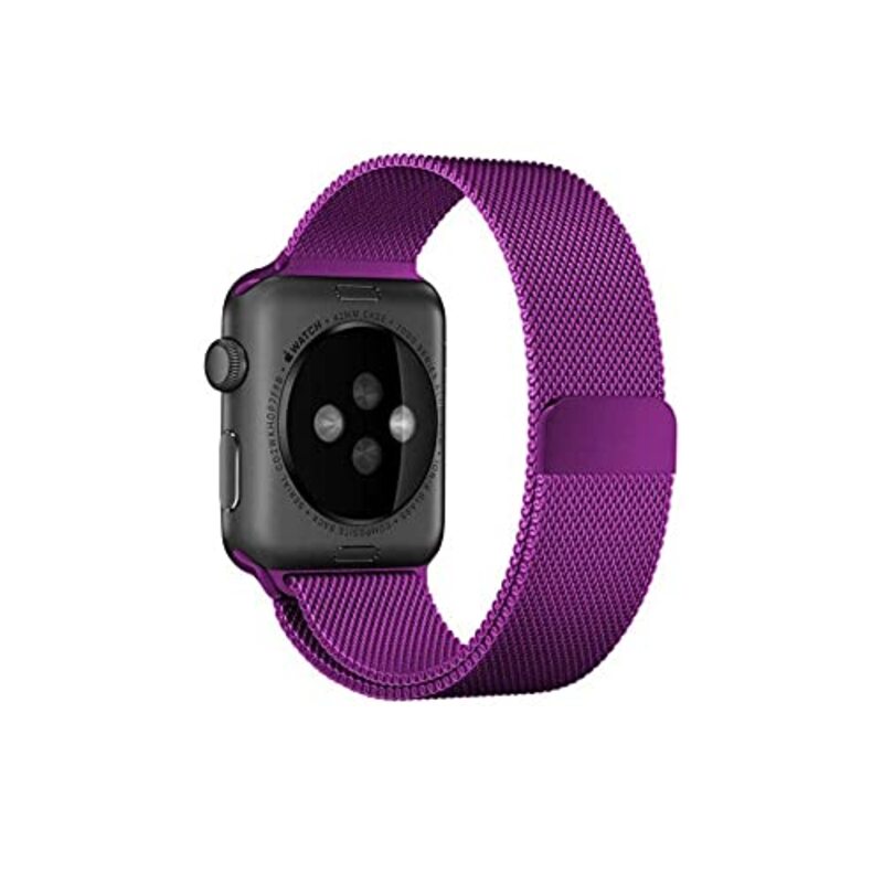 Margoun Stainless Steel Milanese Loop Alloy Replacement Strap for Apple Watch Band 42mm/44mm, Purple