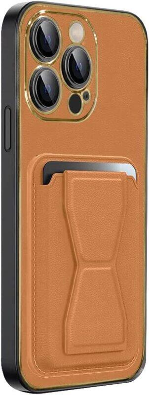 MARGOUN For iPhone 13 Pro Case Cover Leather with Kickstand and Visa Card Holder (iPhone 13 Pro, Amber)