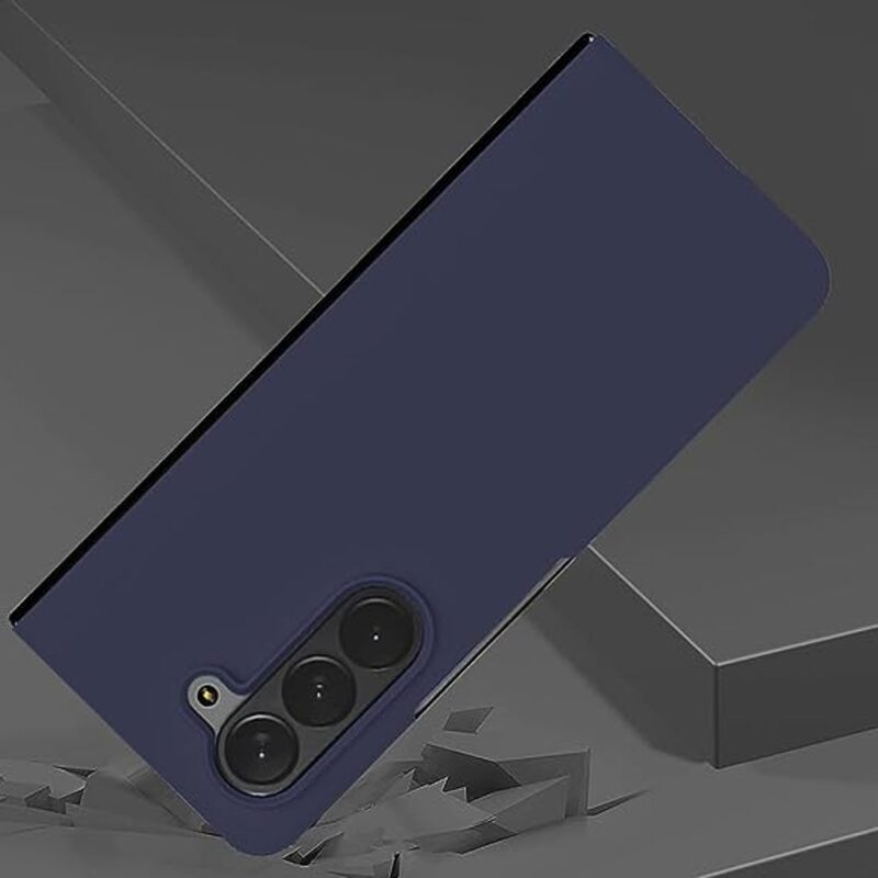 MARGOUN Compatible with Samsung Galaxy Z Fold 5 Case Silicone Skin-Friendly Design Slim Soft Edge Hard Back Shookproof Protection Folding Anti-Drop Cover SHD (Dark Blue)