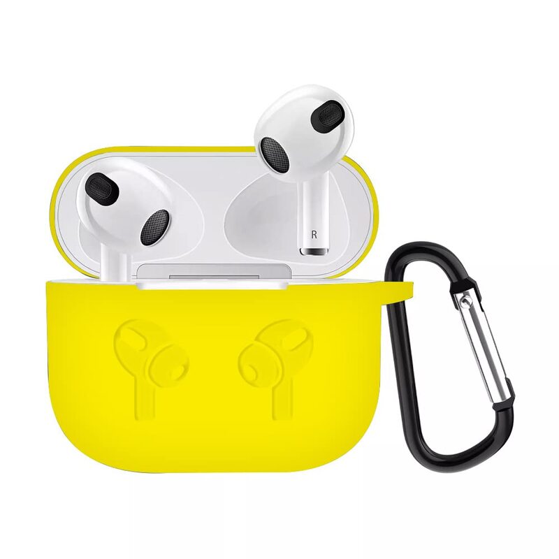 Margoun Silicone Case Cover with Clip for Airpods 3 Case 2021 3rd Generation, Yellow