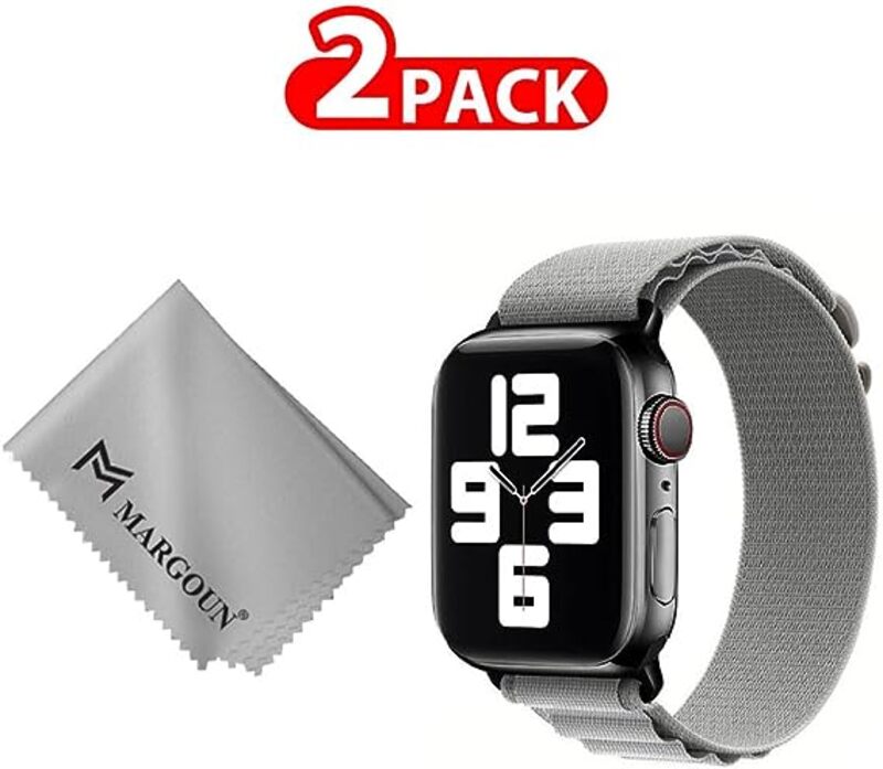 MARGOUN For Apple Watch Band 49mm 45mm 44mm 42mm Alpine Nylon Woven Sport Strap With Microfiber Cleaning Cloth Compatible For iWatch Series 8/7/SE/6/5/4/3/2/1 - B18