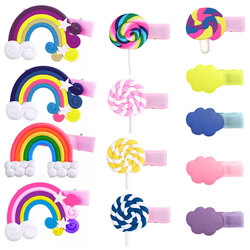 MARGOUN 12 Packs For Hair Clips Cloud Ornaments and Lollipop Colourful Flatback Polymer Hair Clips