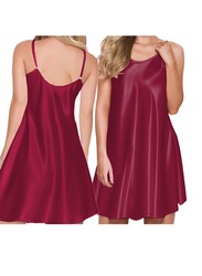 MARGOUN Women's 5XL Solid Color Braces Lace Nightdress Ladies Sheep Pajamas With Clip Strap Maroon MG20
