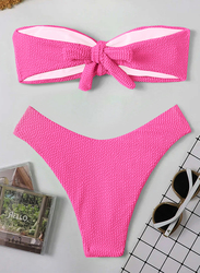 MARGOUN Small Size Women's High Waist Swimsuit Women's Bandeau Lingerie Set Swimsuits Beachwear Set Rose Pink/ S (Bust 81-86/Waist 61-66/Hip 86-91)/M8812