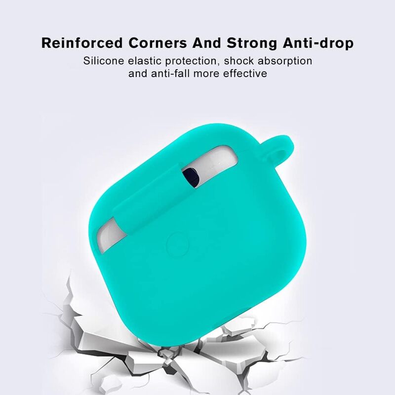 MARGOUN for Airpods 3 Case Cover Silicone with Clip, Airpods 3 Case 2021 3rd Generation (aqua)