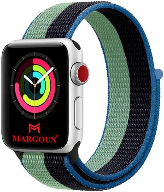Margoun Nylon Replacement Sport Watch Band for Apple iWatch Series 8/ultra/7/6/ SE/ 5/4/3/2/1 49mm/45mm/44mm/42mm, Multicolour