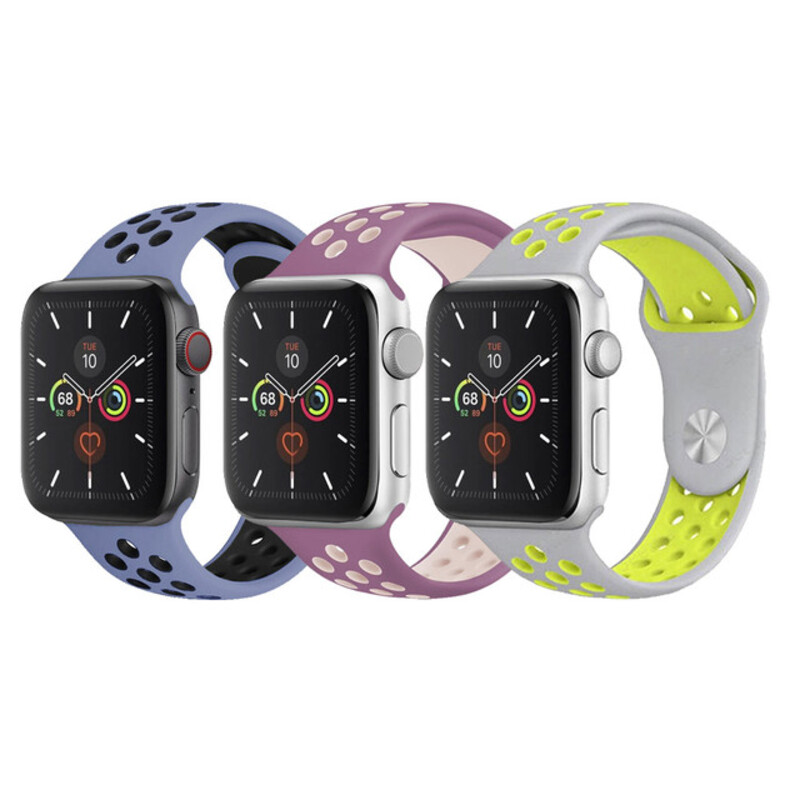 CATANES 3 Pack For Apple Watch 49mm 45mm 44mm 42mm Silicone Sport Band Nike Strap Compatible With iWatch Series Ultra/8/7/SE/6/5/4/3/2/1-N17