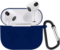 MARGOUN for Airpods 3 Case Cover Silicone with Clip, Airpods 3 Case 2021 3rd Generation (dark blue)