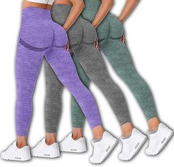 MARGOUN 3 Pack Workout Legging Tummy Control Women High Waisted Yoga Pants Size Small Height 92 Cm Butt Lifting Seamless Fitness Legging - 01
