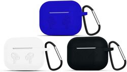 MARGOUN 3 Pack for Airpods 3 Case Cover Silicone with Clip, Airpods 3 Case 2021 3rd Generation (Black/Blue/White)
