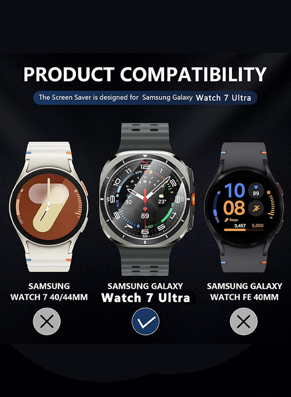 CATANES for Samsung Galaxy Watch 7 Ultra 3 Pack Screen Protector Tempered Glass Anti-Scratch 9H Ultra-thin Screen Protector Protective Film Cover Accessories