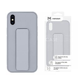 Margoun Apple iPhone XS Multi-Function Shockproof Protective Two-In-One Finger Grip Holder Mobile Phone Case Cover, Grey