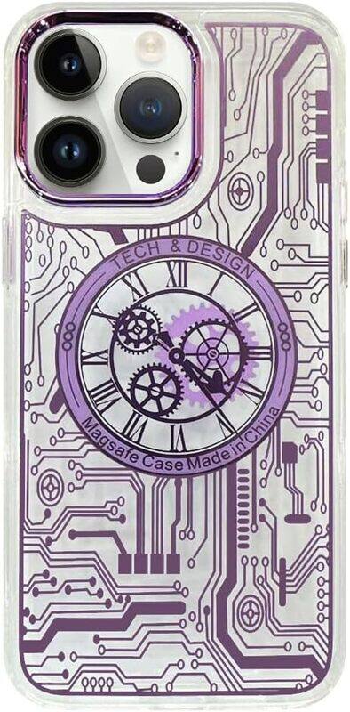 

Margoun JOWAY for iPhone 14 Pro Chronograph Case Magsafe Ultra Slim Shockproof Transparent Cover - Purple