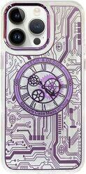 JOWAY for iPhone 14 Pro Chronograph Case Magsafe Ultra Slim Shockproof Transparent Cover - Purple