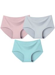 Margoun 3 Packs Women's Large Size Underwear Silk Women Lingerie Seamless Women High Rise Underwear Multicolour/Size(in):L (Waist 22'') - MGU01