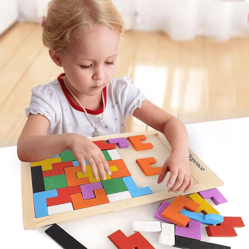 MARGOUN Wooden Jigsaw Puzzle 40 Pieces Tangram Jigsaw Teasers Educational Children’s Puzzle Game for Ages 3+