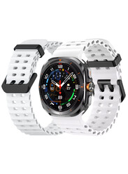 MARGOUN for Samsung Galaxy Watch 7 Ultra 47mm Silicone Band Soft Ocean Silicone Sport Strap Replacement Accessory White