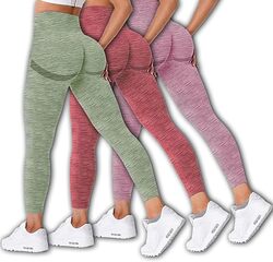 MARGOUN 3 Pack Workout Legging Tummy Control Women High Waisted Yoga Pants Size Large Height 96 Cm Butt Lifting Seamless Fitness Legging - 03