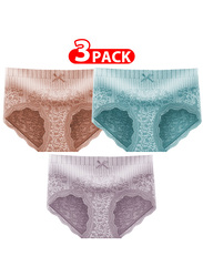 Margoun 3 Packs Women's Large Size Lace Panties with High Waist Comfortable and Stylish Underwear for a Flattering Silhouette L(waist 64-72/Weight 55 - 65kg) - MGU05