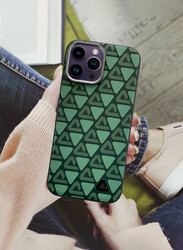 MARGOUN for iPhone 14 Pro Max 3 Pack Case and 2 Screen Protectors Leather Back Cover Triangle Pattern Shockproof Protective Phone Case Green