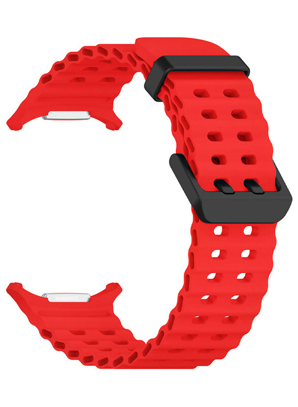 MARGOUN for Samsung Galaxy Watch 7 Ultra 47mm Silicone Band Soft Ocean Silicone Sport Strap Replacement Accessory Red