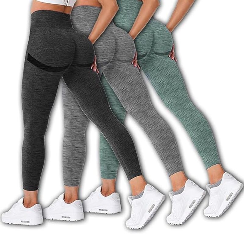 MARGOUN 3 Pack Workout Legging Tummy Control Women High Waisted Yoga Pants Size Large Height 96 Cm Butt Lifting Seamless Fitness Legging - 08