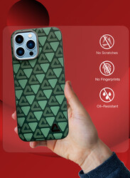 MARGOUN for iPhone 13 Pro Max 3 Pack Case and 2 Screen Protectors Leather Back Cover Triangle Pattern Shockproof Protective Phone Case Green