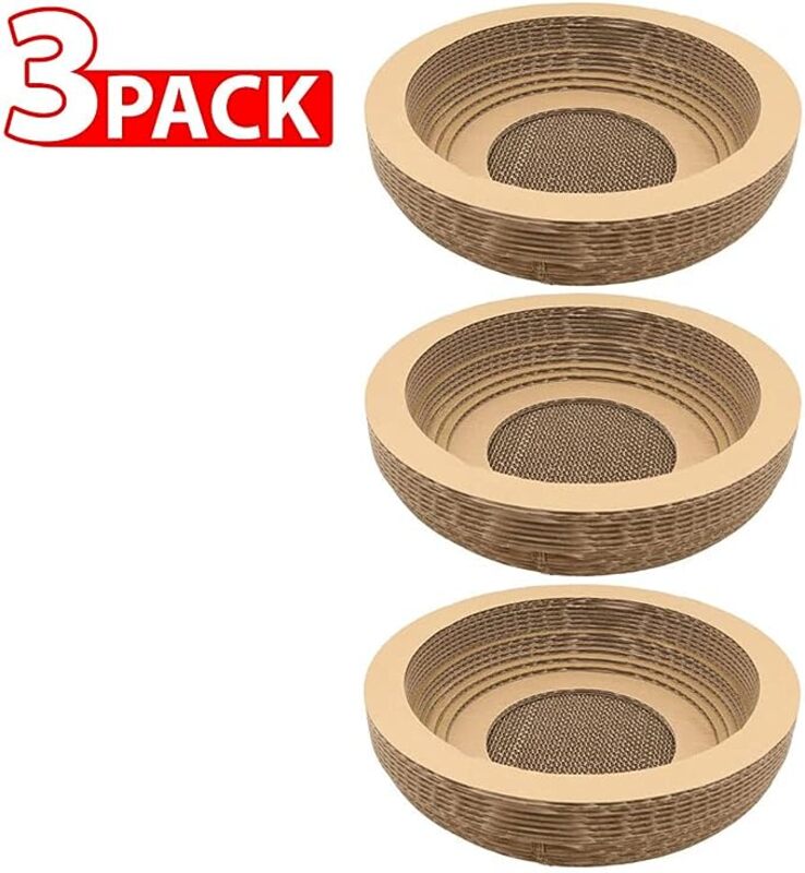 MARGOUN 3 Pack For Cat Scratcher Lounge Cardboard Scratch Pad, Large Cat Scratcher Bowl For Grinding Claws Body Massage Rest Scratch (3 Pack)