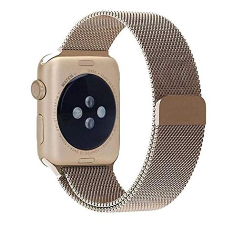 Margoun Stainless Steel Milanese Loop Alloy Replacement Strap for Apple Watch Band 42mm/44mm, Gold