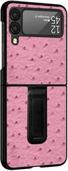 MARGOUN For Samsung Galaxy Z Flip 3 SHD Luxury Leather Case Crocodile Skin Pattern Cover with Foldable Kickstand (Pink)