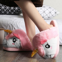 MARGOUN Plush Unicorn Funny Kid Indoor Shoe Slippers - Pink