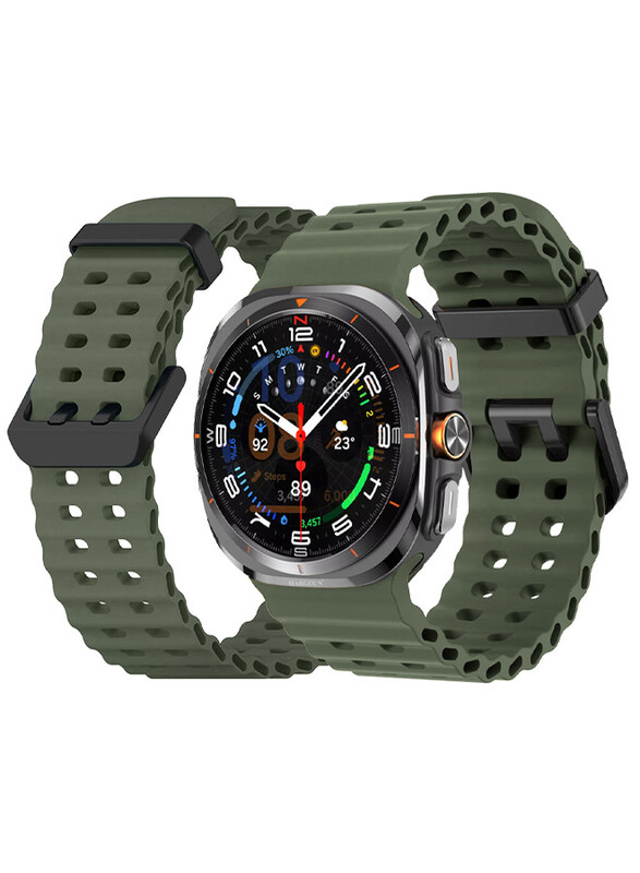 MARGOUN for Samsung Galaxy Watch 7 Ultra 47mm Silicone Band Soft Ocean Silicone Sport Strap Replacement Accessory Dark Green