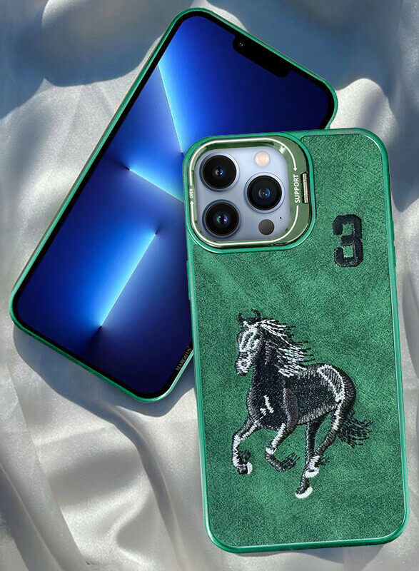 

Generic CATANES iPhone 13 Pro Max Case Cover Horse Series Leather Case 3D Embroidery Camera Bumper Anti Fingerprint ShookProof Protection Back Cover Kickstand